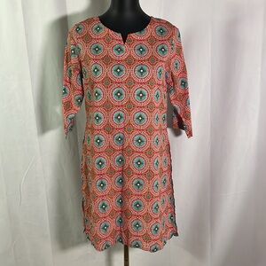Aayna Pink Multicolor Printed 3/4 Sleeve Kurti Tunic Top